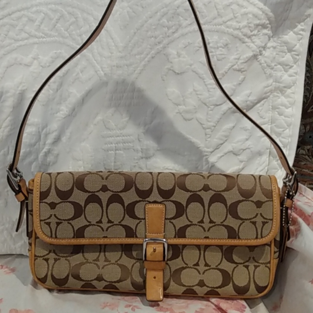 Coach, small, brown, tan